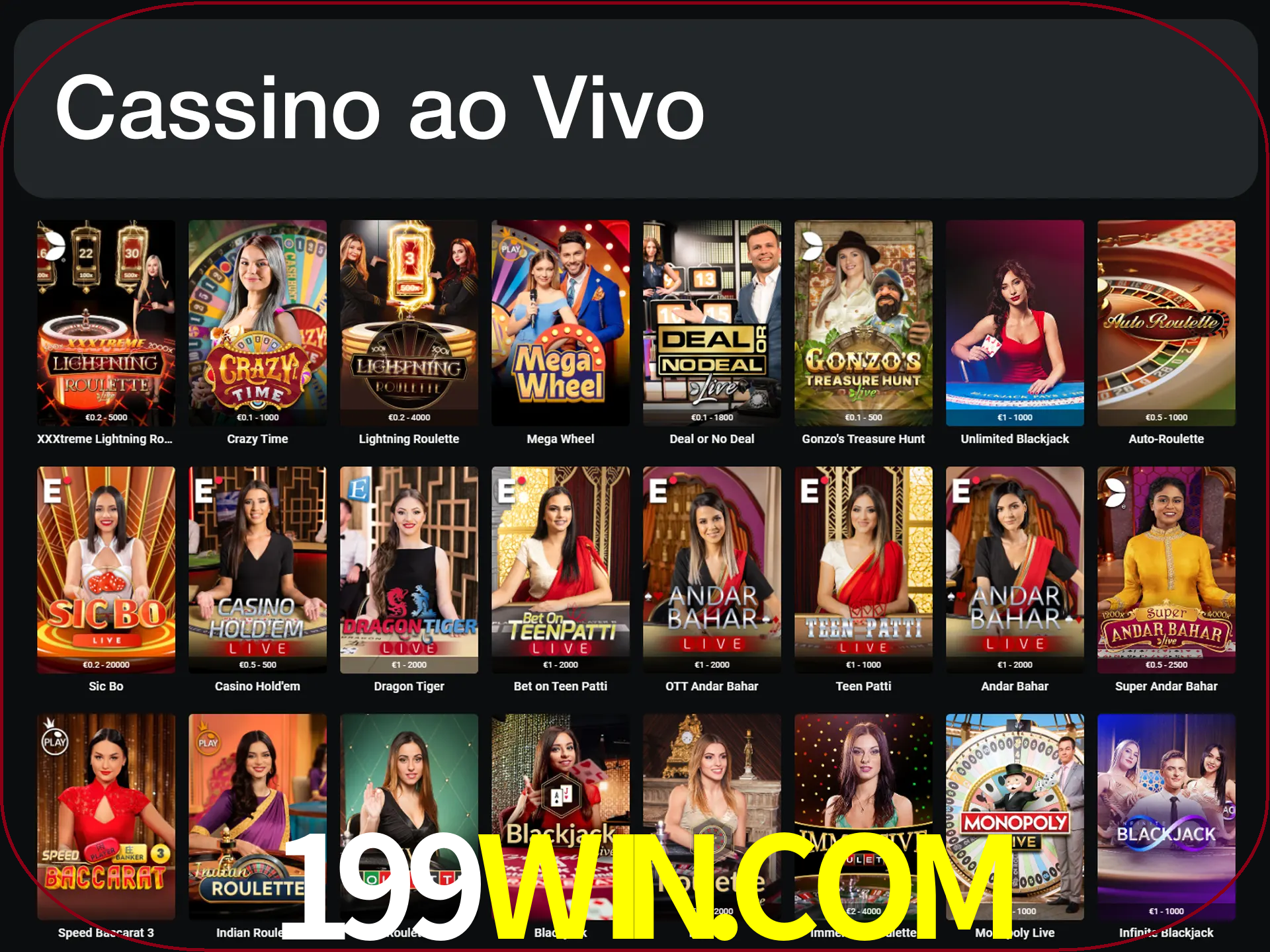 Jogue jogos de cassino com um verdadeiro dealer.