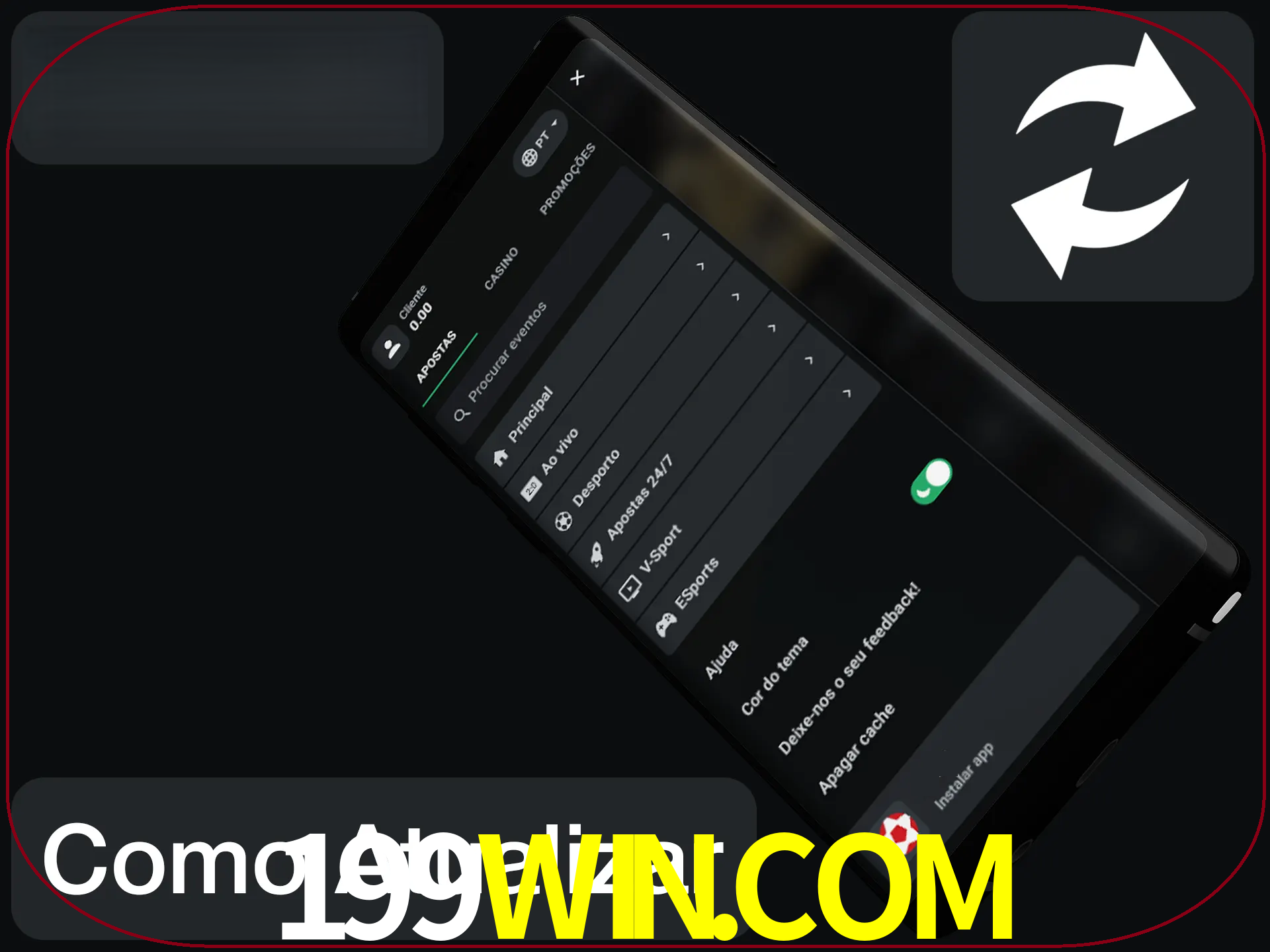O aplicativo é atualizado automaticamente quando você faz o login.