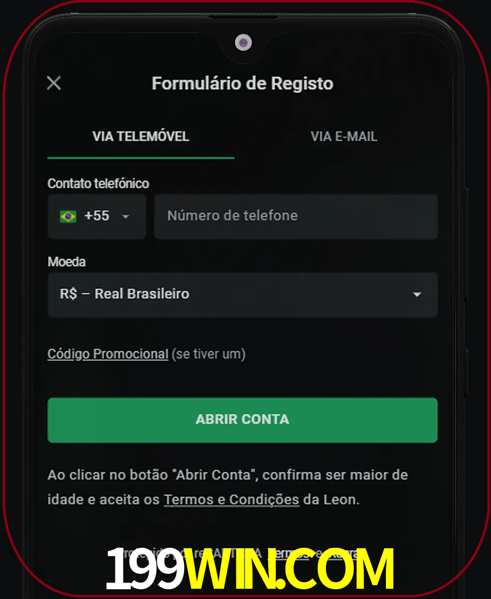 Abra o aplicativo e inicie o processo de registro.