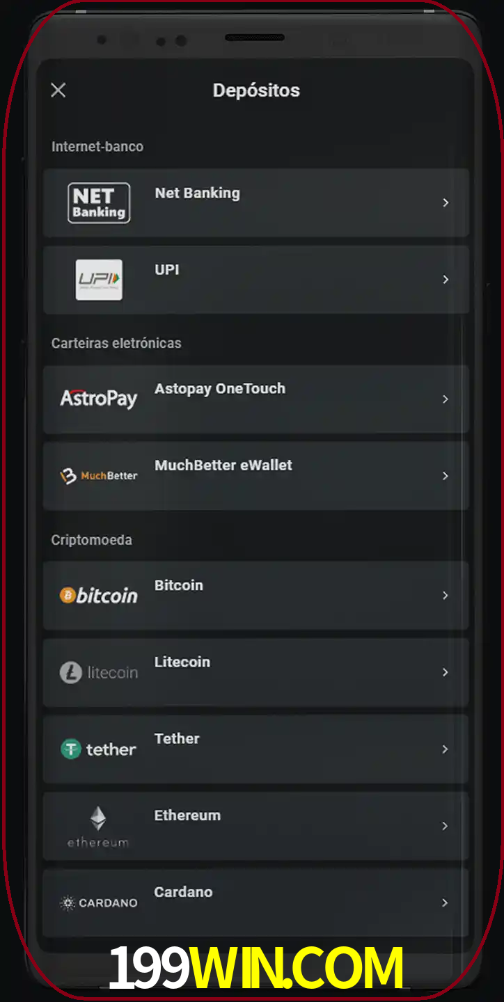 Você pode usar métodos alternativos de depósito.